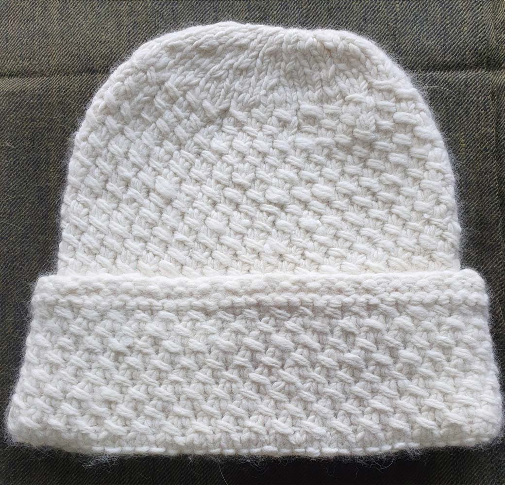 Angora Rabbit Wool Soft Fold Big Size Beanies Cap Hand Knitted By Himalayankraft Kullu Himachal White Big White angora wool long foldable beanie cap handmade in Himachal Pradesh