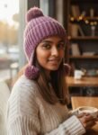 Merino Wool Soft Fold Big Size Beanies Cap Hand Knitted By Himalayankraft Kullu Himachal PinkLong Beanies Cap 1.1