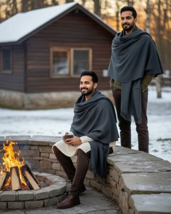 Kullu Hand Woven Handloom Woven Australian Merino Wool Men Shawl Lohi Chadar by Himalayankraft