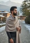Kullu Hand Woven Handloom Woven Australian Merino Wool Mens Shawl Lohi Chadar by Himalayankraft Grey 1