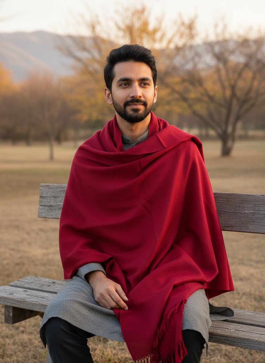 Kullu Hand Woven Handloom Woven Australian Merino Wool Mens Shawl Lohi Chadar by Himalayankraft Red 2 Kullu Hand Woven Handloom Woven Australian Merino Wool Mens Shawl Lohi Chadar by Himalayankraft Red 2