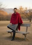 Kullu Hand Woven Handloom Woven Australian Merino Wool Mens Shawl Lohi Chadar by Himalayankraft Red 2