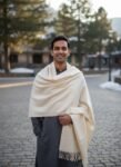Kullu Hand Woven Handloom Woven Australian Merino Wool Mens Shawl Lohi Chadar by Himalayankraft White 3