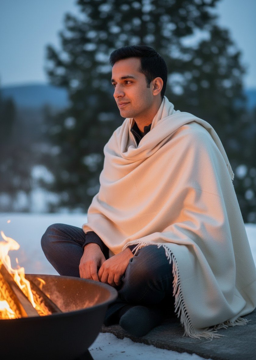 Kullu Hand Woven Handloom Woven Australian Merino Wool Mens Shawl Lohi Chadar by Himalayankraft White 6 Kullu Hand Woven Handloom Woven Australian Merino Wool Mens Shawl Lohi Chadar by Himalayankraft White 1