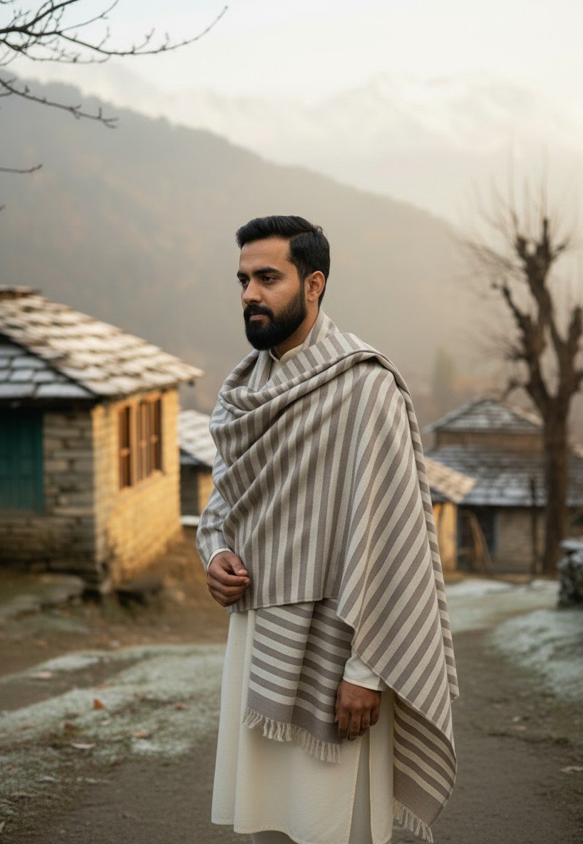 Kullu Hand Woven Handloom Woven Pashmina Wool Mens Shawl Lohi Chadar by Himalayankraft checked 8 Kullu Hand Woven Handloom Woven Pashmina Wool Mens Shawl Lohi Chadar by Himalayankraft checked 1
