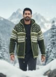 Heavy Knit Hoodie Sweater – Warm Nordic Pattern Winter Sweater in comfy style by Himalayankraft- Green 2