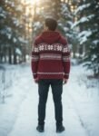 Heavy Knit Hoodie Sweater – Warm Nordic Pattern Winter Sweater in comfy style by Himalayankraft- Red 3