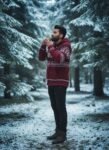 Heavy Knit Hoodie Sweater – Warm Nordic Pattern Winter Sweater in comfy style by Himalayankraft- Red 3
