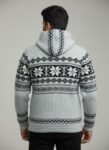 Heavy Knit Hoodie Sweater – Warm Nordic Pattern Winter Sweater in comfy style by Himalayankraft- White 2